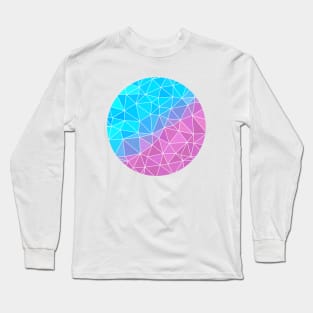 Vivid Cyan and Heliotrope Geometric Triangle Vector Pattern Design Long Sleeve T-Shirt